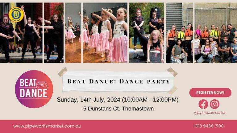 BEAT DANCE! A Dance Party at Pipeworks Maket this Sunday, 14th of July